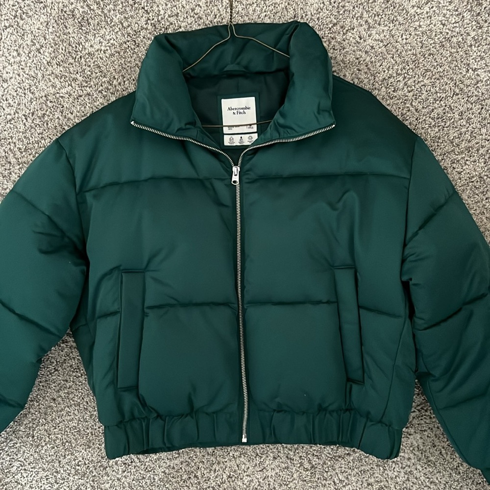 Emerald green Abercrombie & Fitch Puffer